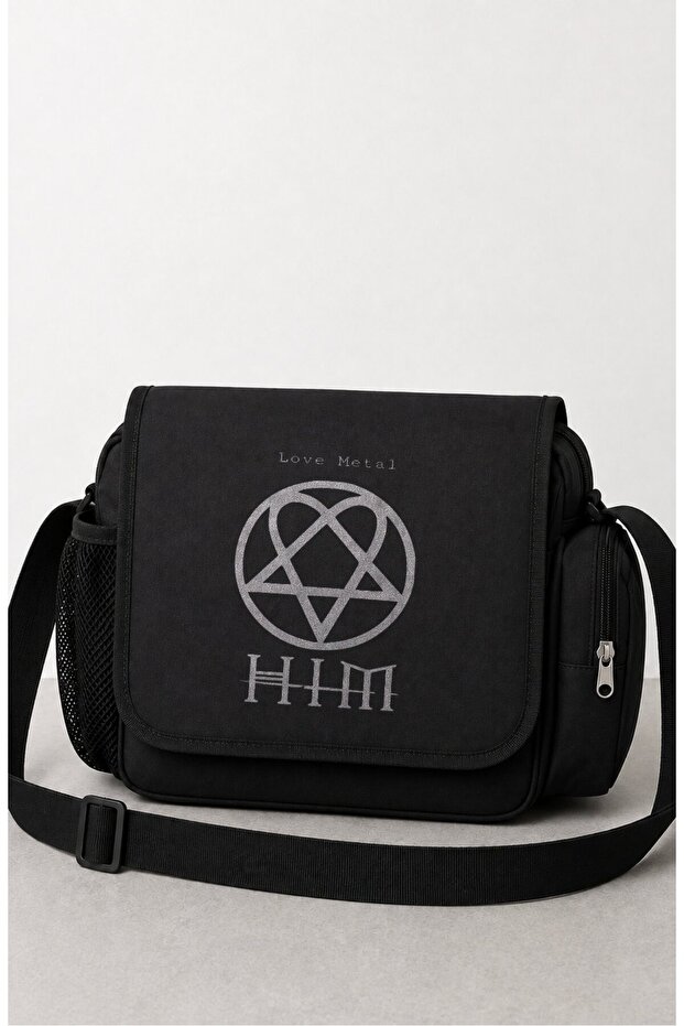 Unisex Rock Band Him Love Metal Written Messenger Bag