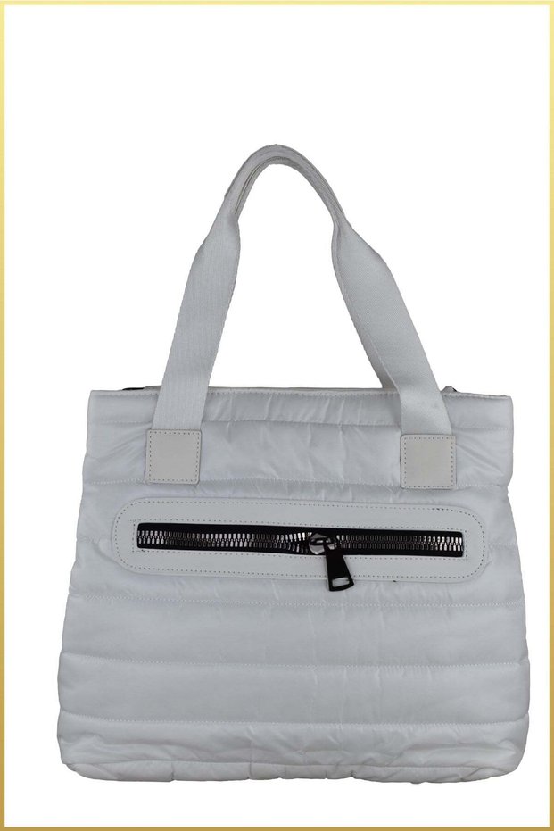 Mely Parachute Fabric Large Size Hand and Shoulder Bag - White
