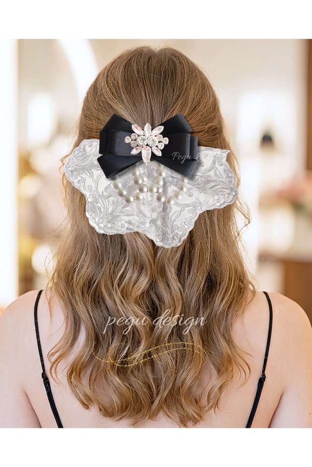 Pegu Royale Lux Scalloped Hair Clip, School, College, Daily, Event, Office, after Party, Wedding, Etc.