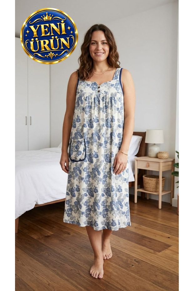 Quality Cotton Flexible Viscose Fabric, Thick Straps, Pockets, Wide Cut Home Dresses
