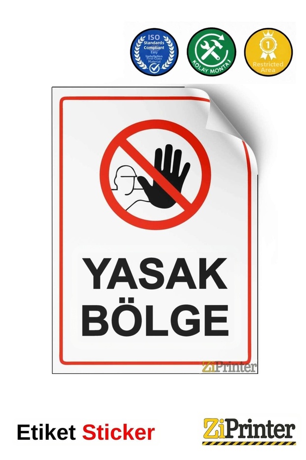 Prohibited Area Isg Warning Sign Sticker 70X100 cm