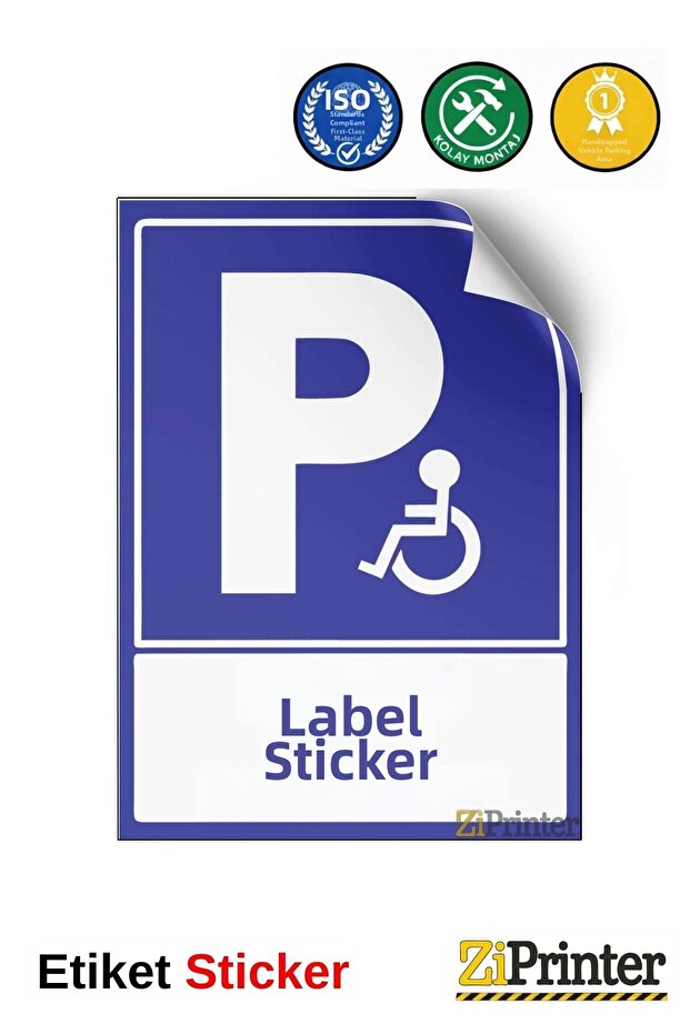Disabled Car Parking Area Isg Warning Sign Sticker 50X70 cm