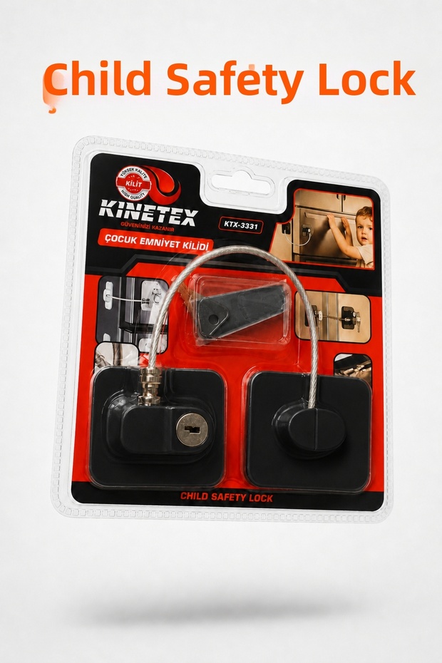 Child Safety Lock with Key Black Cabinet Drawer Refrigerator Oven Multi-Purpose Safety Lock
