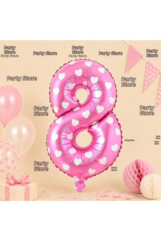 16 Inch 36 cm Polka Dot Pink 8 Number Foil Balloon Birthday Age Balloon Party Decoration