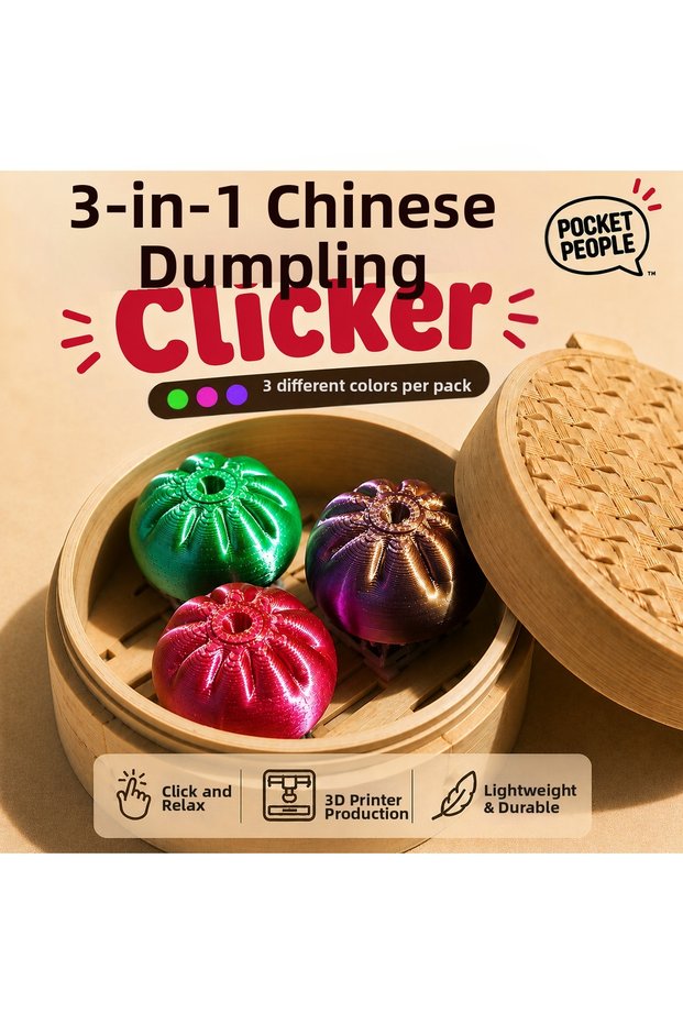 3-Piece Glowing Dumpling Clicker Chinese Dumpling – Steam Dumpling Stress Toy Fidget Desktop Figure – Special Series
