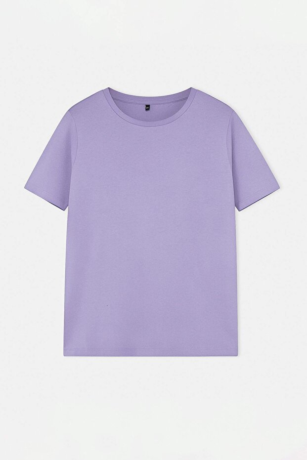 Lila-Sarı-Ekru 3'lü Paket Büyük Beden T-shirt TBBSS25BF00071 - 9