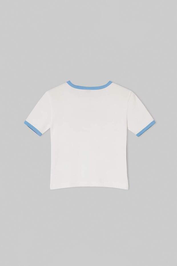 Beyaz Düz Örme Kız Çocuk T-Shirt TKDSS26TS00083 - 5