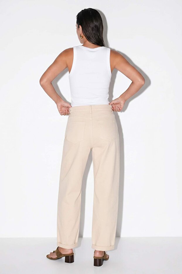 Taş Yüksek Bel Gabardin Denim Pantolon TDRSS26PL00032 - 3