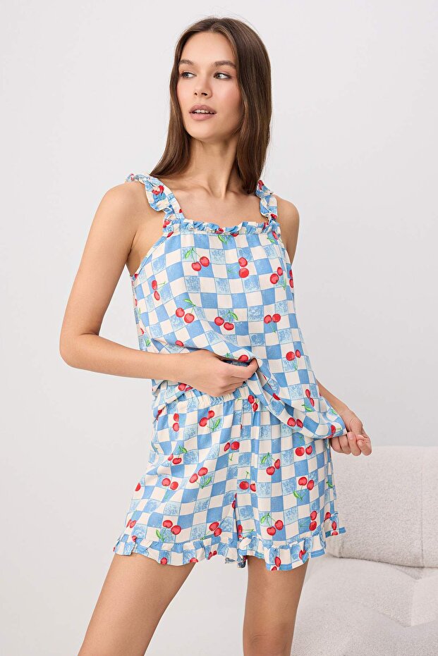 Trendyolmilla  Mavi More Sustainable Viskon Dokuma Pijama Takımı THMSS26PT00223 - Görsel 3