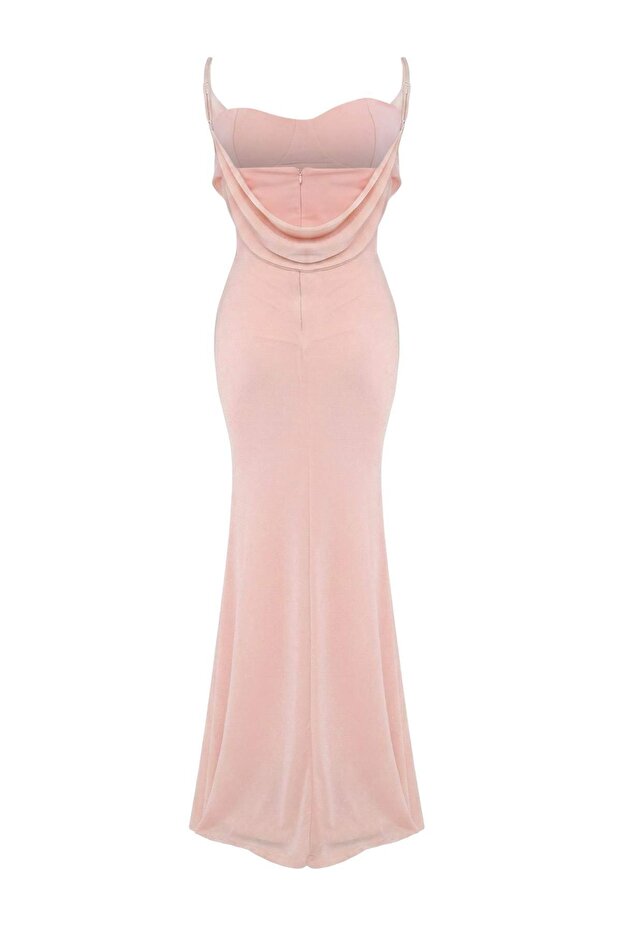 Pudra Simli Örme Maxi Abiye & Mezuniyet Elbisesi TPRSS26AE00152 - 8