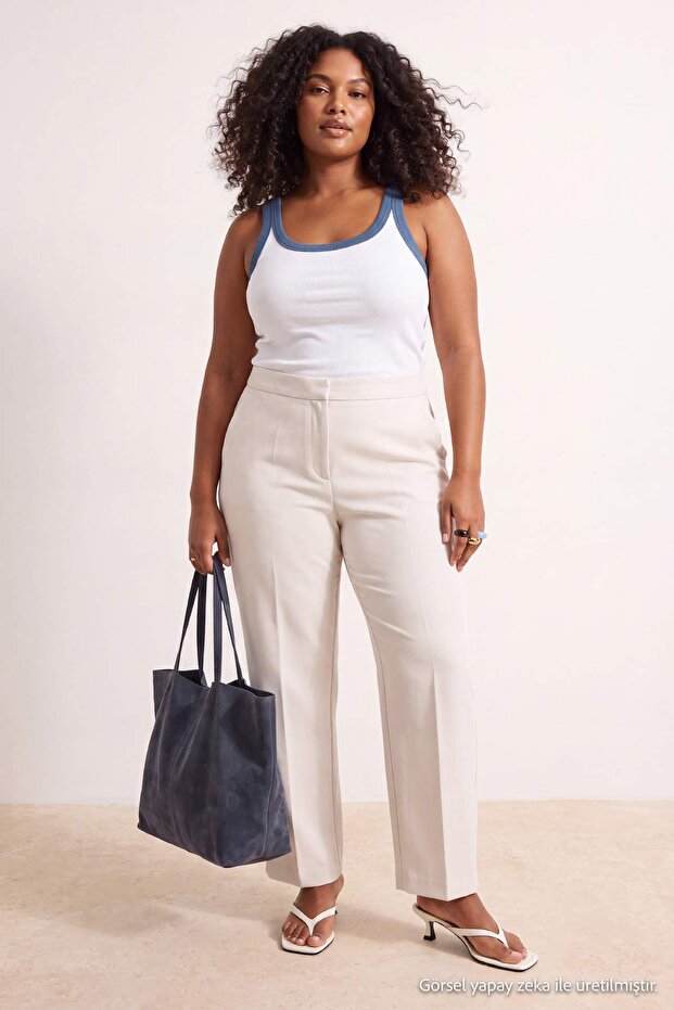 Beyaz EXCLUSIVE Özel Koleksiyon Mürdüm Yumuşak Tuşeli Wide Leg/Geniş Paça Pantolon TBBSS26AR00057
