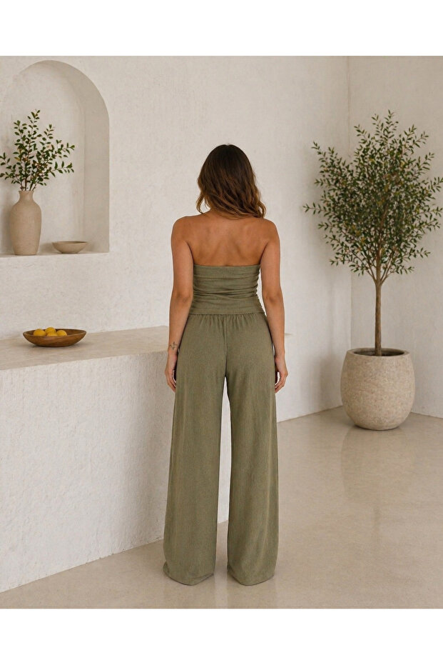 Textured Blouse and Pants Set - 4