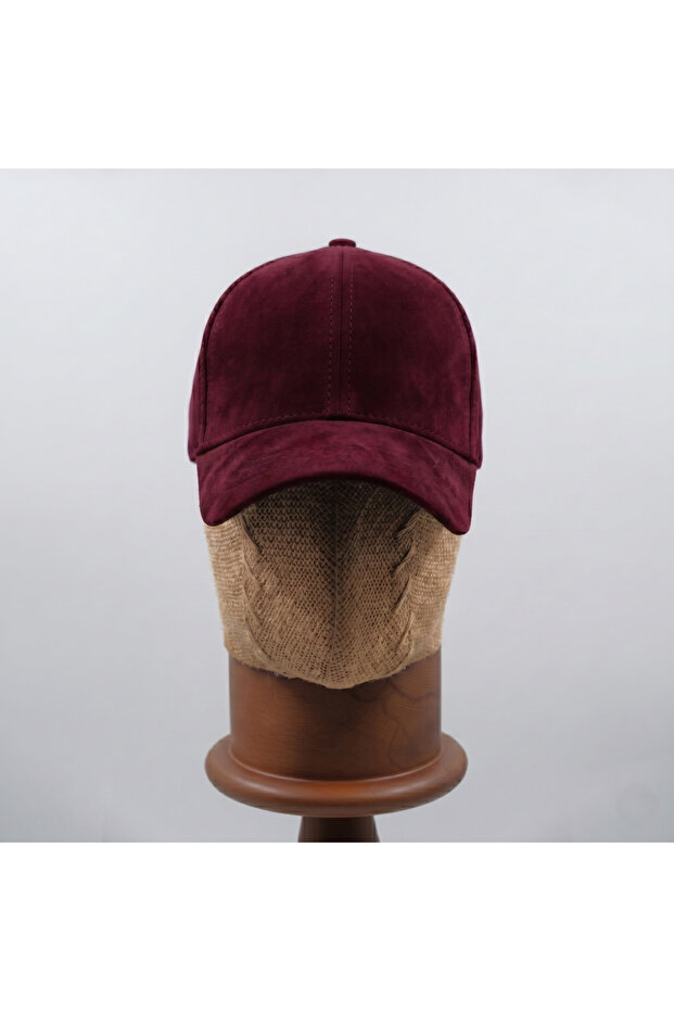 Burgundy Unisex Suede Baseball Cap - Adjustable Sports Cap