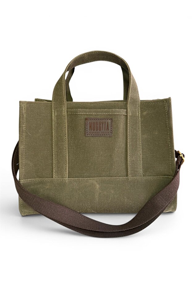 Totebag Khaki Green Waxed Canvas Bag - Original Size