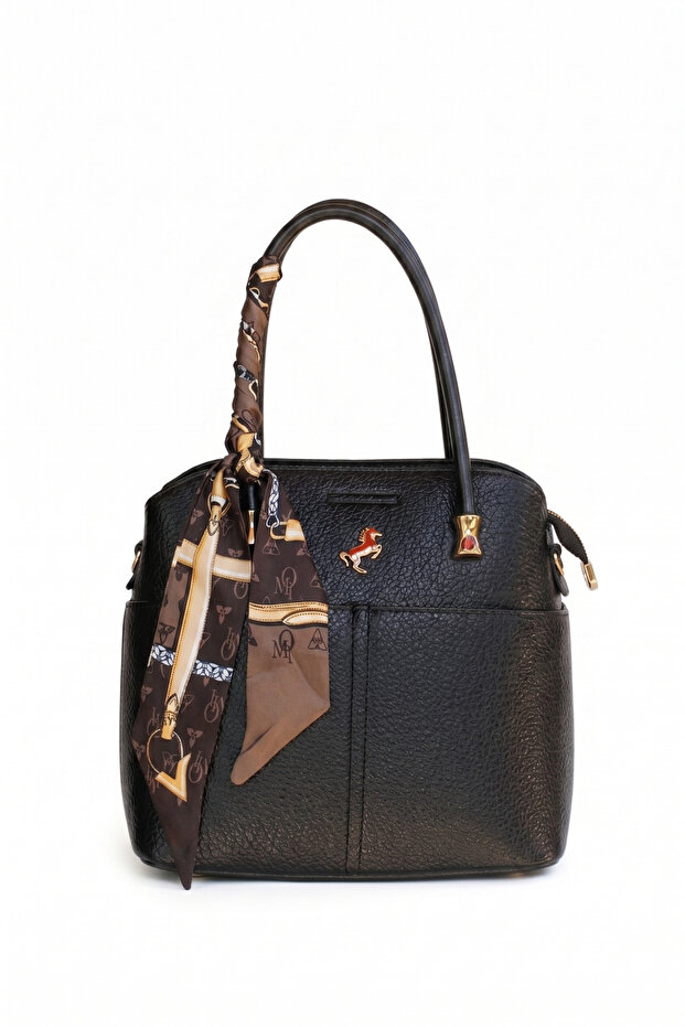 Brown 5-Compartment Women's Scarf Bag with Accessories and Hand and Shoulder Straps