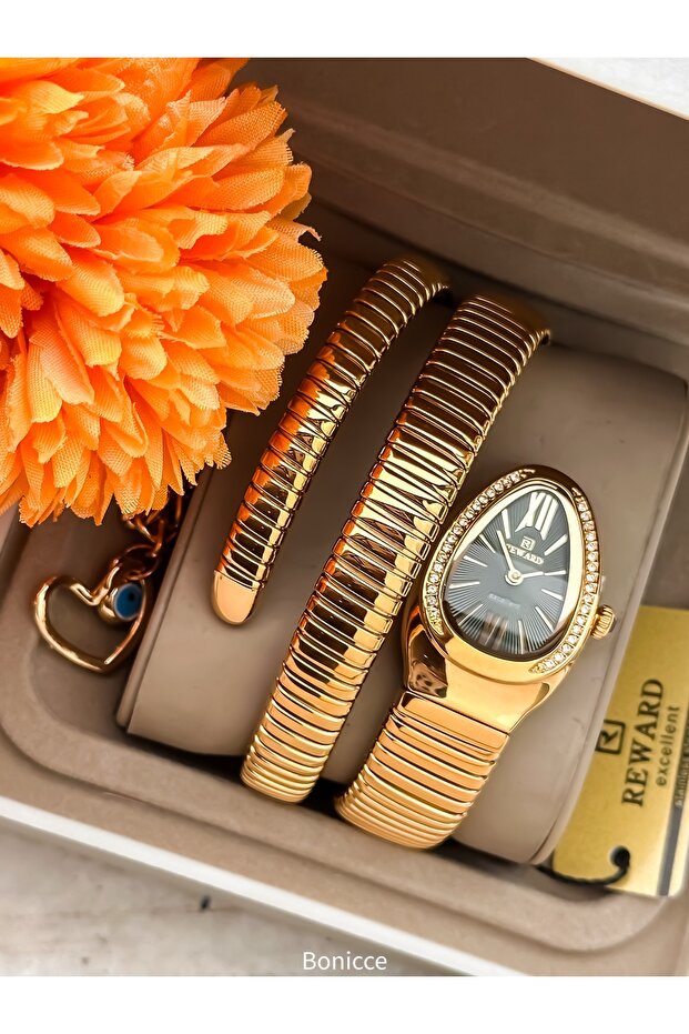 Stone Snake Watch from Thick to Thin (2 Rounds), Polite Case (24 Diameter), 3 Atm Green Steel Band