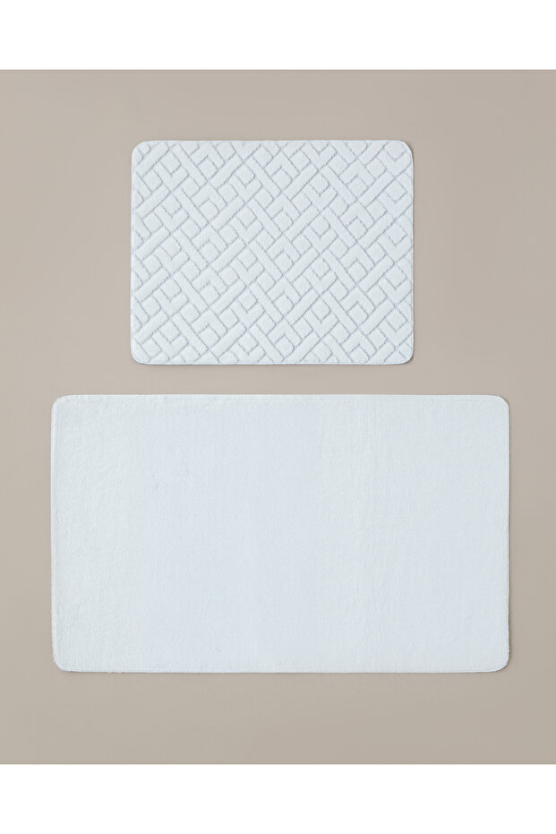 Gridline Non-Slip Base Bath Mat Set 60X100 cm + 50X60 cm White
