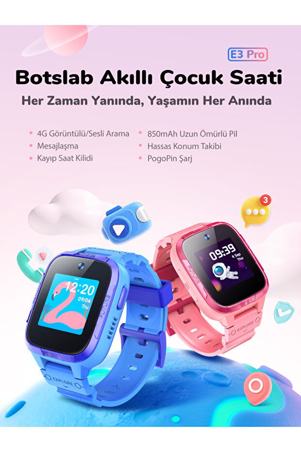 360 Botslab Akıllı Çocuk Saati E3 Pembe 2026 Yeni Model - 7