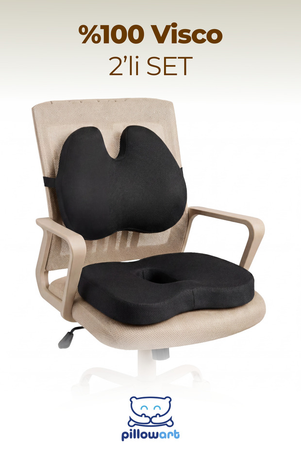 Orthopedic Visco Lumbar Support & Sitting Cushion - for Office, Vehicle, Home Work Chair