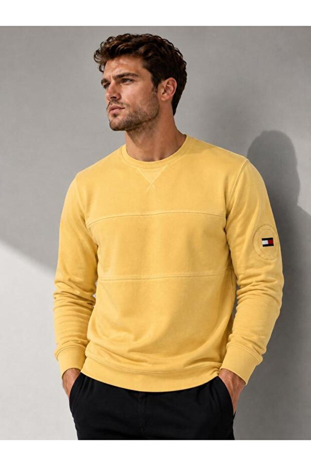 Organic Cotton Men Comfort Wash Crew Neck Sweater