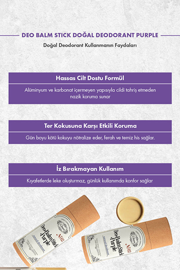Deo Balm Stick Purple | Doğal Koltuk Altı Deodorant Roll On Vegan | Unisex 60 ml - 4