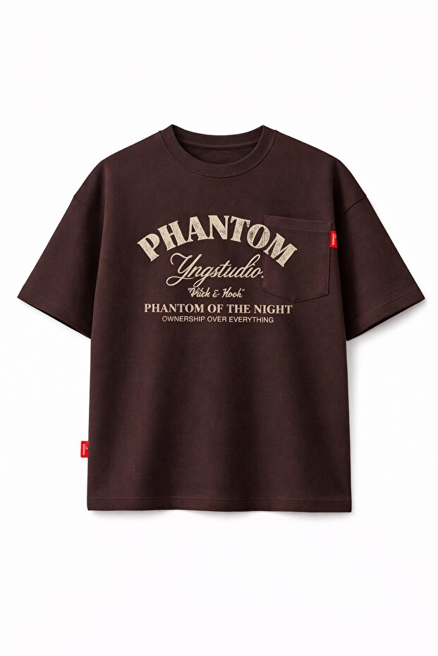 Short Sleeve Boxy Fit Printed T-Shirt Coffee