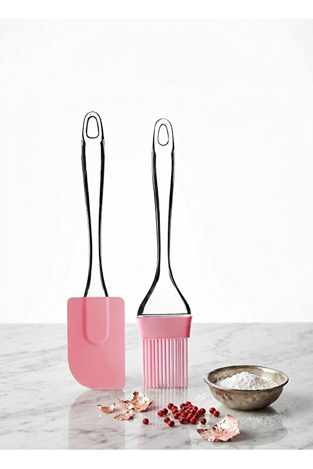 Silicone Egg Brush And Spatula Drop Handle Silicone Dough Spatula Oil Brush Purple Spatula Brush