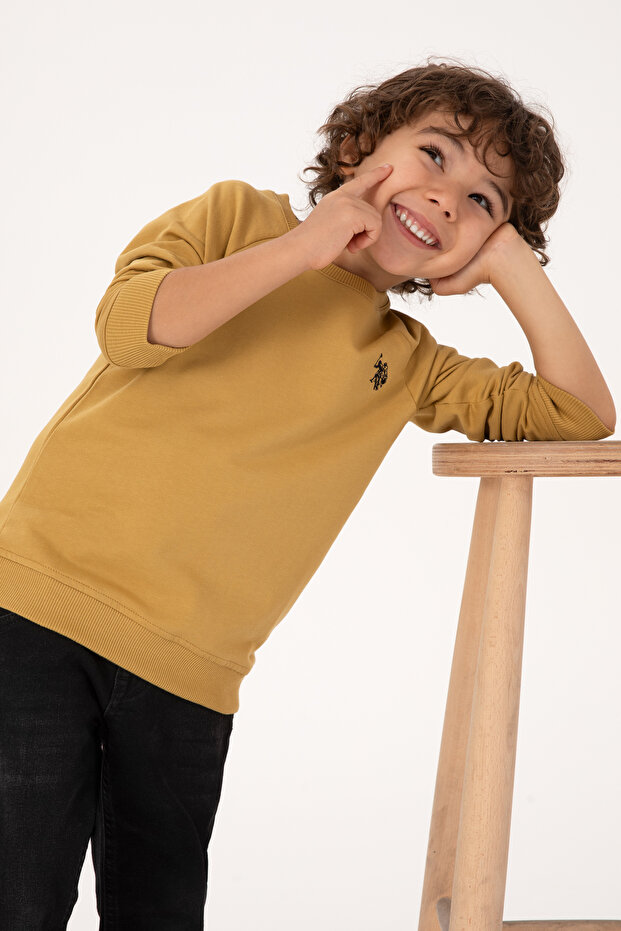 Boy's Mustard Basic Crew Neck Sweatshirt 50313832-Vr151