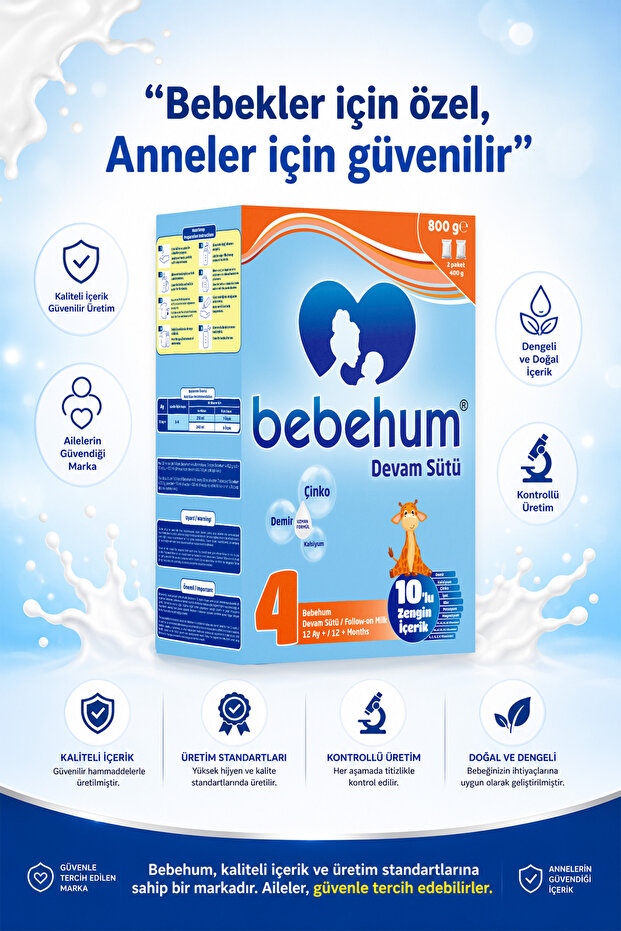 Bebehum 4 Numara Devam Sütü 12 Ay+ 800 gr - 4