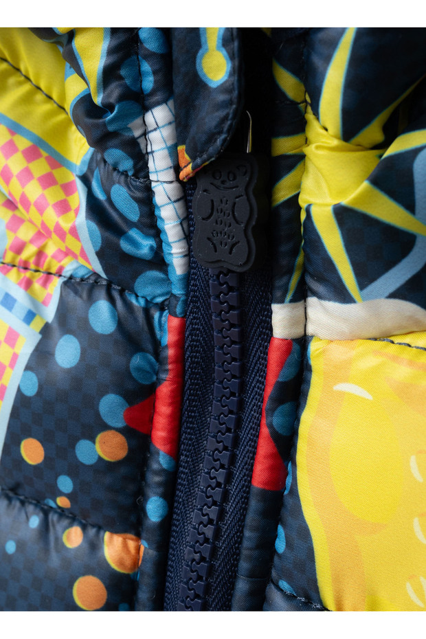 Navy Blue Boy's Patterned Puffer Jacket M203 - 2