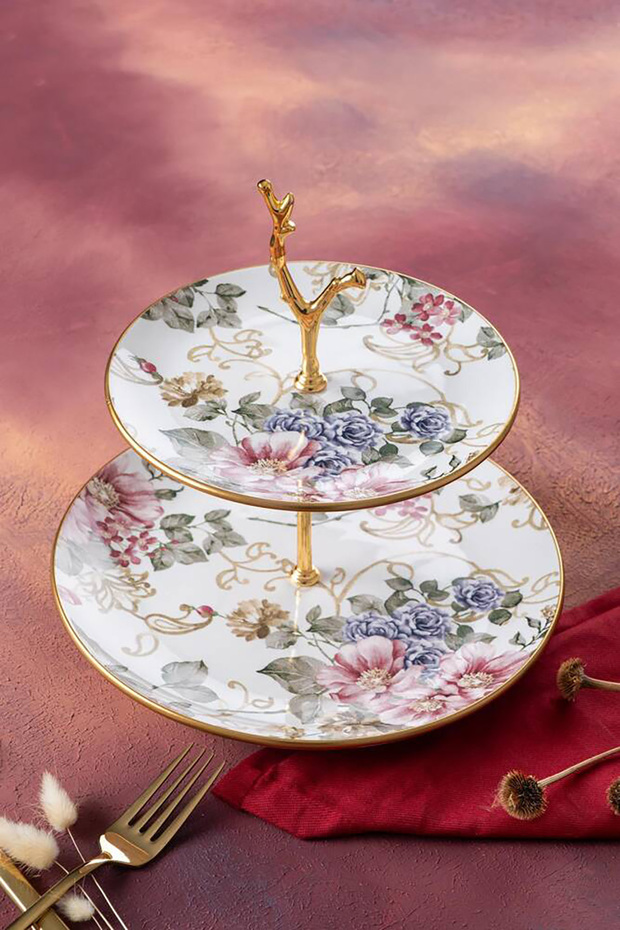 Rosa Layered Cookie Holder - Gold Hca-06418