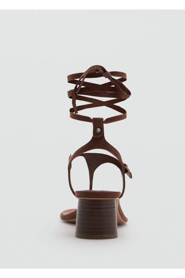 Sandale cu toc din piele întoarsă - 4