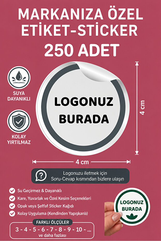 GSticker Kişiye Özel Firma Şirket Marka Butik Logo Sticker Paketleme Kargo Ambalaj Teşekkür Kartı Etiketi