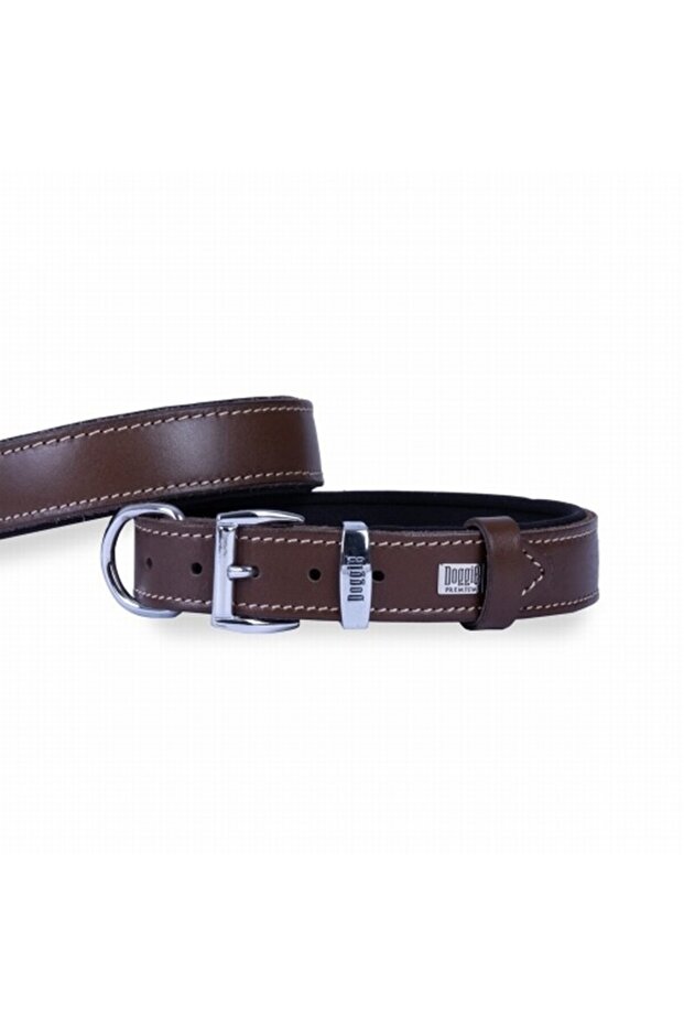 Comfort Leather Dog Collar Brown 2.5x37 45 Cm