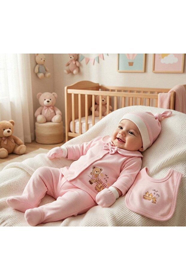 Baby Civilized Bear with Civilized Face 0-3 Months 5-Piece Newborn Hospital Release Zibin Set