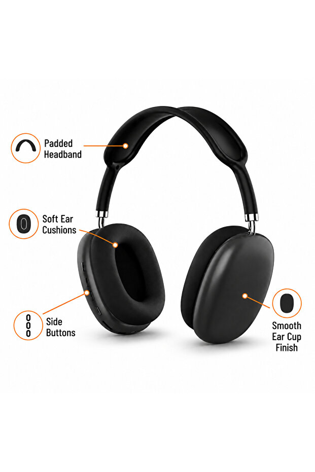 P9 Bluetooth Headset Black - Over-Ear - 5