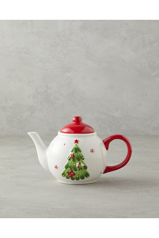 Snow Smile Dolomite Teapot 640 ml White - Red