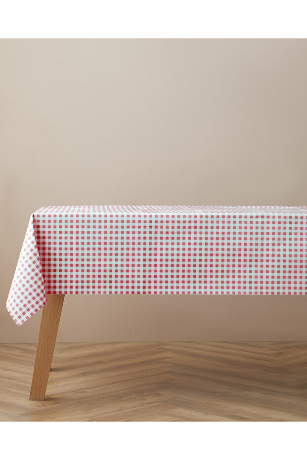 Gridlane Pvc Round Tablecloth 140 cm Red