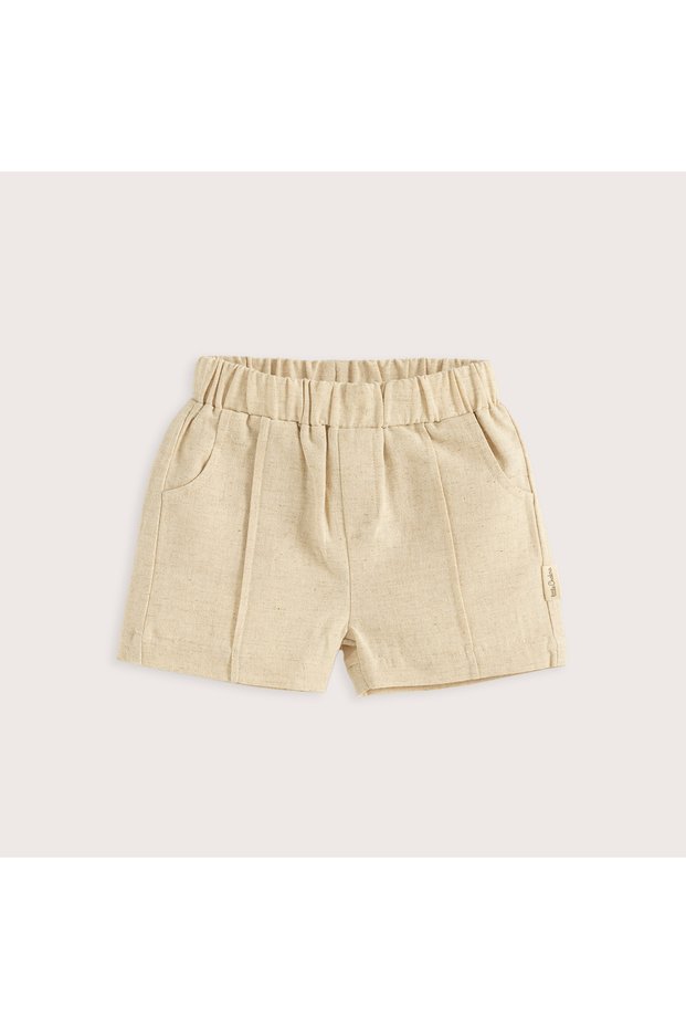 Cute Cırcus Linen Shorts Beige