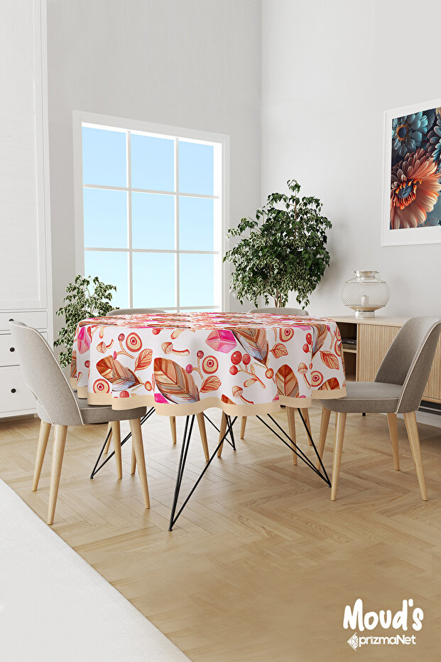 Diamond Bohemian Patterned Round Suede Carefree Tablecloth