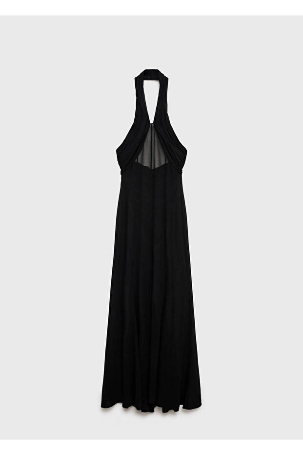 Rochie lungă semi-transparentă cu guler încrucișat - 3