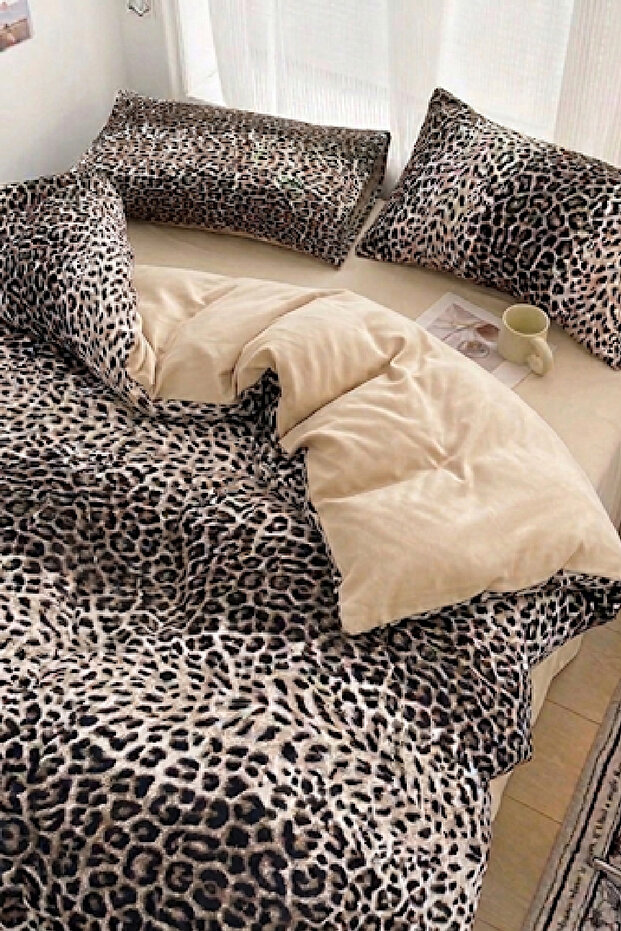 Pars Fitted Bed Sheet Double Duvet Cover Set Beige