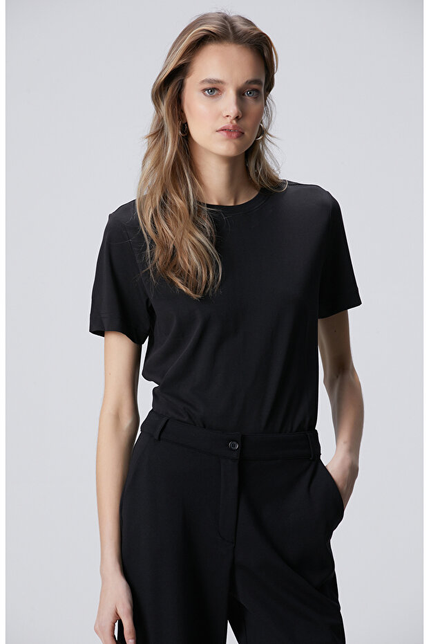 Siyah Basic T-shirt - 4