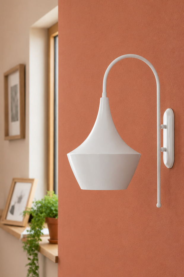 Curved White Sconce Decorative Wall Lamp Cafe Patisserie Vintage For Living Room Oven Hotel Office Home