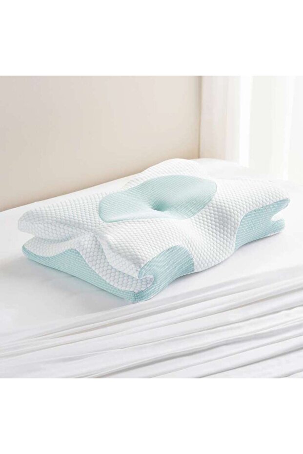 Cooling Jacquard Memory Foam Cervical Pillow 60x40+13cm - White