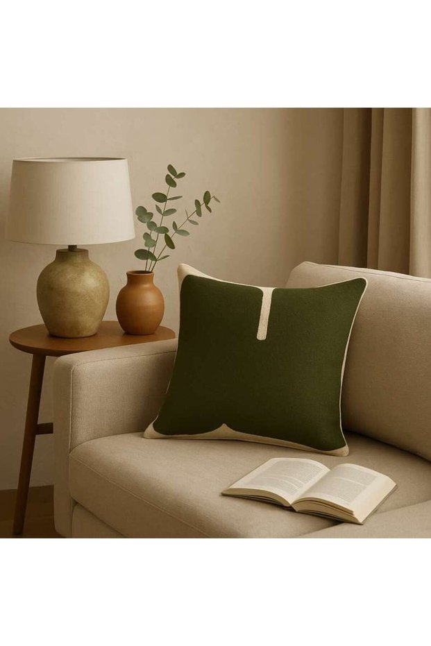 Oslo Embroidery Cushion Cover 50x50cm - Green
