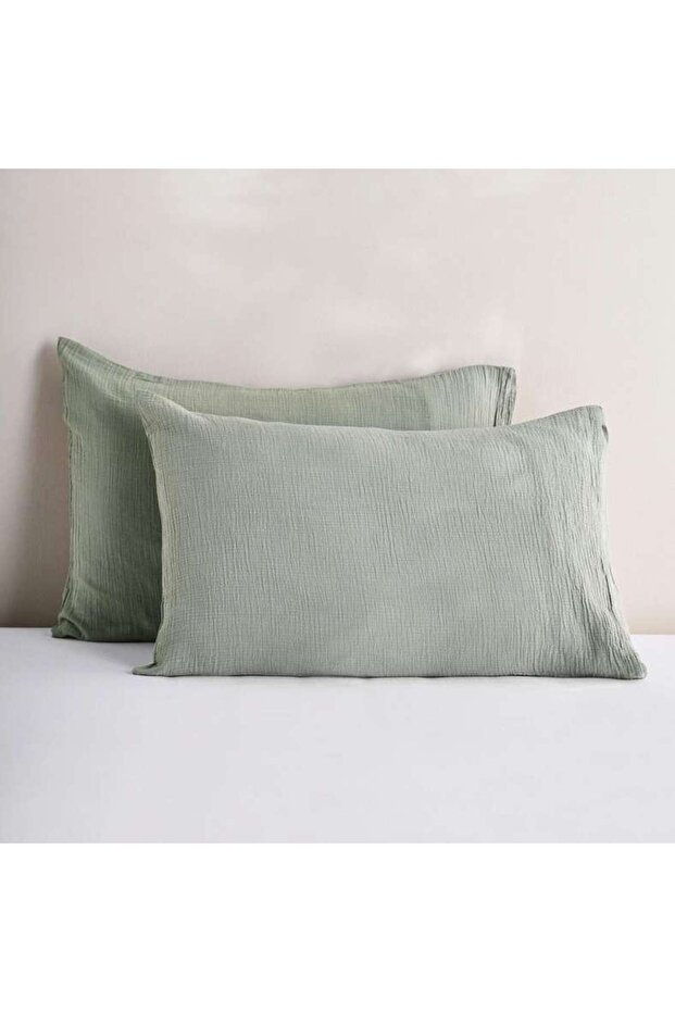 Feather Soft Muslin 2-piece Pillow Case Set 50x75cm - Celdon Green