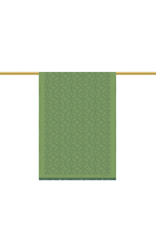 Green Damask Pattern Jacquard Silk Shawl