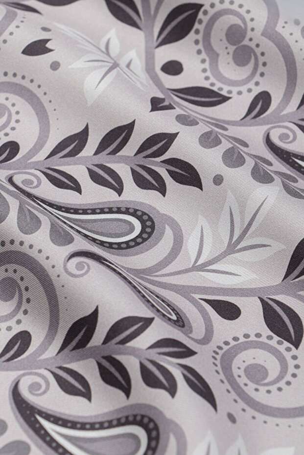 Gray Spike Pattern Twill Silk Scarf - 3