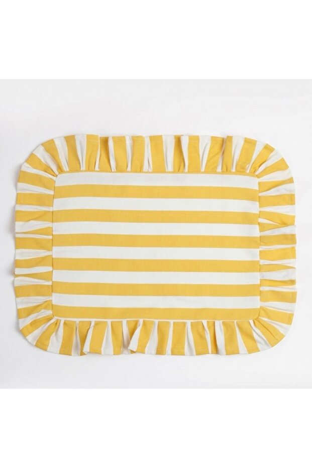 Yellow Striped American Service Set /2 Pieces